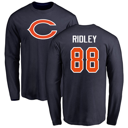 Chicago Bears Men Navy Blue Riley Ridley Name and Number Logo NFL Football #88 Long Sleeve T Shirt->chicago bears->NFL Jersey